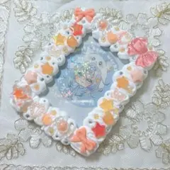 B8 硬質ケースデコ　ホイップデコ　トレカケースデコ（オレンジ星リボン）