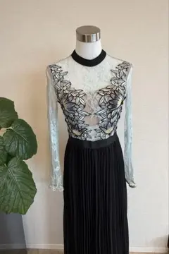 ロングドレス　レース刺繍