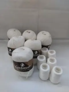 Cashmere100% ホワイト毛糸セット 6個