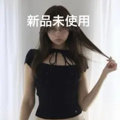 新品未使用　ANDMARY Bell frill knit tops BLACK 新品未使用】andmary Bell frill knit tops - メルカリ