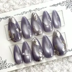 【サイズ変更可】 手描きフラワーネイル マグネットネイル ネイルチップ