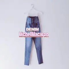 ミシェルマカロン　ハイウエスト　デニム　スキニーパンツ　23のサムネイル