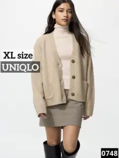 0748 UNIQLO スフレヤーンショートカーディガン ベージュ