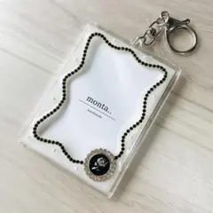 B8 トレカキーホルダー レジンデコ 韓国 黒 白 パール 薔薇 硬質ケースのサムネイル