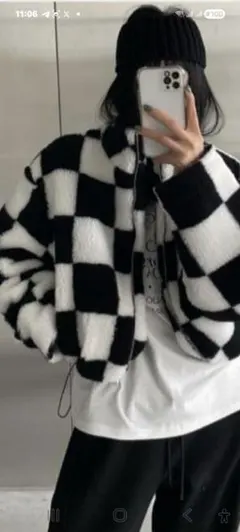 チェック柄フリースジャケット