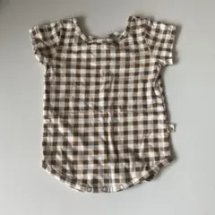 韓国子供服　チェックロンパース