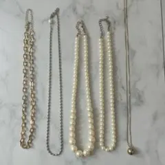 ゴールド　シルバー　パール　ネックレスセット　おまとめ