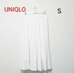 美品　UNIQLO　プリーツスカート　シフォン　白　Ｓ　ポリエステル　完売品のサムネイル