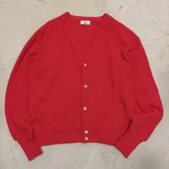 80s USA製 Izod ラコステ 赤 Vネックカーディガングランジ アメカジ