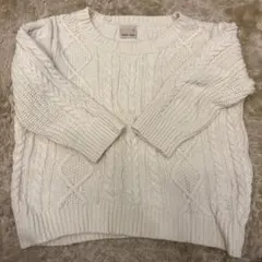 petit main アイボリー ケーブル編みニット S