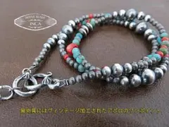 ナバホ ビーズ パール シルバー silver 925 ネックレス タイガーアイ