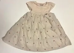 プティマイン　赤いハート刺繍のクリーム色ワンピース