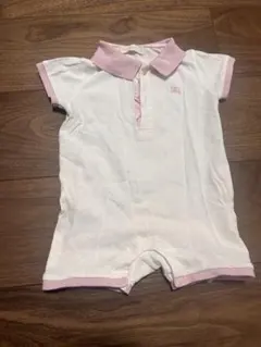 Burberry コットンロンパース ホワイト/ピンク