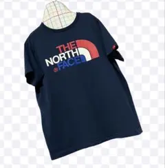 【人気】ノースフェイス Tシャツ L ネイビー カラフルロゴ ゆったりシルエット