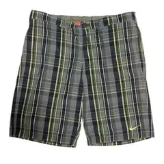 00s NIKE ショートパンツ　ハーフパンツ　チェック柄 カーキ イエロー