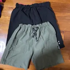 キッズ 半ズボン 2点セット 黒 カーキ
