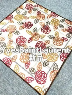 イヴサンローラン　バンダナ　YSL 花柄　総柄　大判ハンカチ　【未使用品】