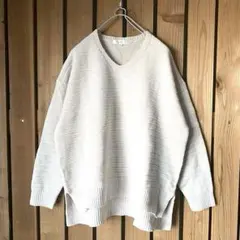 グローブ（grove）Vネック　ニット　セーター　オフホワイト　長袖　L
