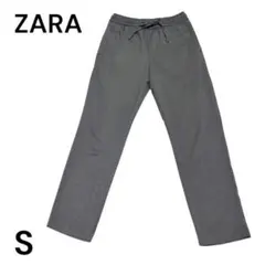 美品✨ZARA ストレートパンツ グレー Sサイズ　ストレッチ ウエストゴム