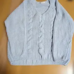 AZUL by MOUSSY ケーブル編みニット水色長袖