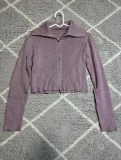値下げ❗️ grl 冬服　ダブルジップラメニットショート丈トップス［k9314e］