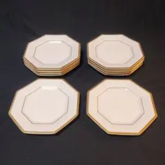 18.5cm たち吉 Richfield 八角形ホワイト皿 5枚セット