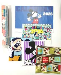 【非売品】値下げ！★ミッキーマウス2026カレンダーとタオル６点セット/第一生命