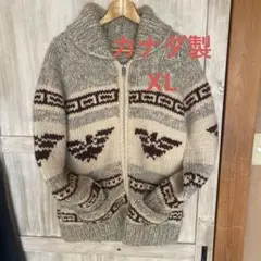 カナダ製　カウチンセーター　サンダーバード柄