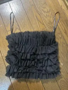 フリル付き黒キャミソールビスチェ　値下げ中