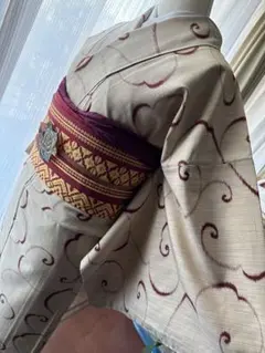 よっちゃん⭐︎2023様専用おまとめ 正絹 紬小紋 ベージュ×赤茶