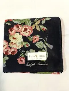 新品　Ralph Lauren 花柄ハンカチ 黒　47×47