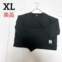 XL パーカー Tシャツ レディース ショート丈 春夏秋 ブラック　黒　シンプル