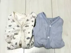 ベビー肌着 ロンパース長袖 2枚セット 青&車 サイズ60