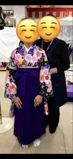 卒業式 袴 Mサイズ 花柄着物と紫スカートのセット - メルカリ