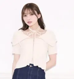 ダブルジップオフショルトップス 白 アイボリー ホワイト