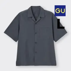 GU ドライワイドフィットオープンカラーシャツ(5分袖) GRAY/L