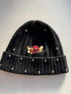 【新品未使用】DOLCE&GABBANA 黒のリブ編みニット帽 キッズ　Lサイズ