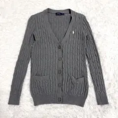 ポロラルフローレン ケーブルニットカーディガン S グレー