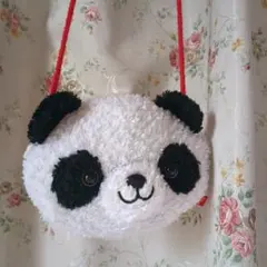 上野動物園　パンダ型ポシェット 赤いストラップ付き