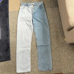 値下げ中　マウジー　ツートンカラー ストレートレッグデニムパンツ