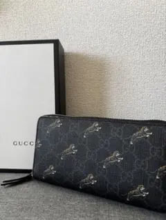 【箱付き】GUCCI グッチ 長財布 タイガー GGスプリーム ラウンドジップ