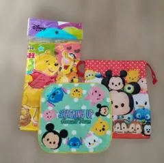 ディズニーキャラクター タオル&巾着セット