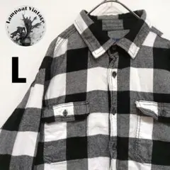US古着 フランネルシャツ george ブラック ホワイト L