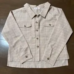(最終値下げ品)美品 Bye Bye ピンクベージュ チェック 長袖シャツ Mのサムネイル