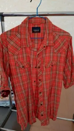 新品！ニコル　オレンジ系チェック 5分袖シャツ サイズ50　ハイダウェイ