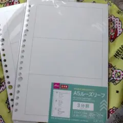 DAISO A5ルーズリーフ 3分割 20枚入 2点セット