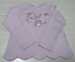 【メゾピアノ】裾スカラップハートウサギTシャツ120