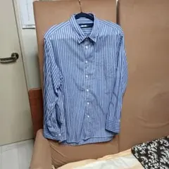 青と白のストライプ Lサイズ ワイシャツ