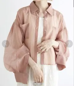 タグ付きW CLOSET オープンスリーブショート丈シアーシャツ新品