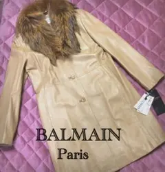 未使用タグ付★BALMAINファー付き羊革レザーコートのサムネイル